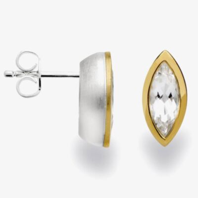 Bastian Two Colour Marquise Clear Crystal Stud Earrings 12624