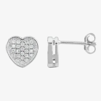 Silver Pavé Heart Stud Earrings E611718
