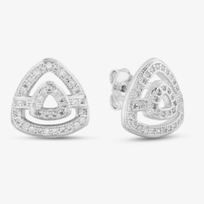 Silver Open Triangle Pave Stud Earrings E611952