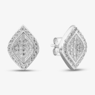 Silver Pave Marquise Shaped Stud Earrings E611511