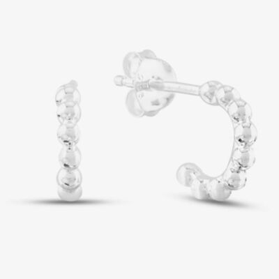 Sterling Silver Ball Half Hoop Earrings E5866