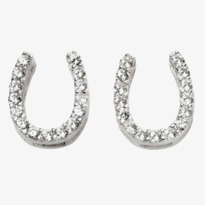 Ladies Silver Horse Shoe Stud Earrings E5742C