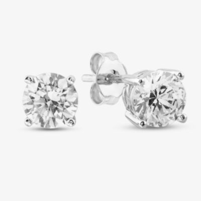 Silver Cubic Zirconia Large Round Stud Earrings ZVE04654