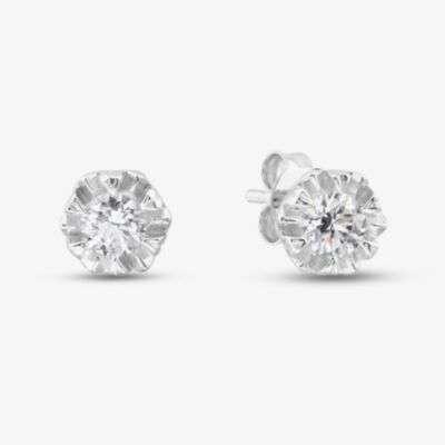 Silver Cubic Zirconia Illusion Set Stud Earrings CE5515