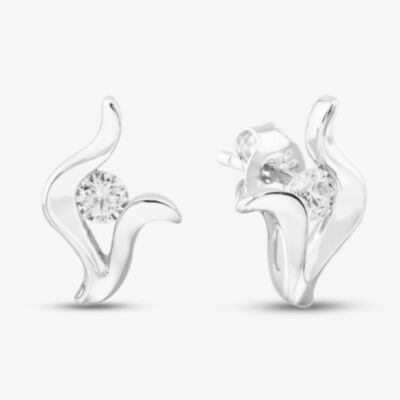 Silver Cubic Zirconia Fancy Swirl Stud Earrings CE5517