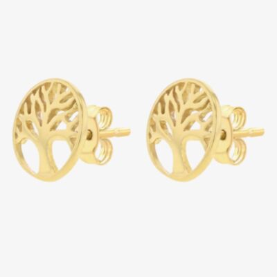 LUXE Silver Gold Plated Tree Of Life Stud Earrings 8.55.9504