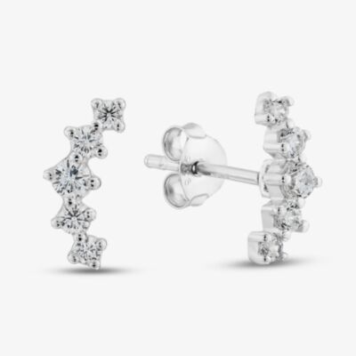 Sterling Silver Cubic Zirconia Curve Stud Earrings E5951C
