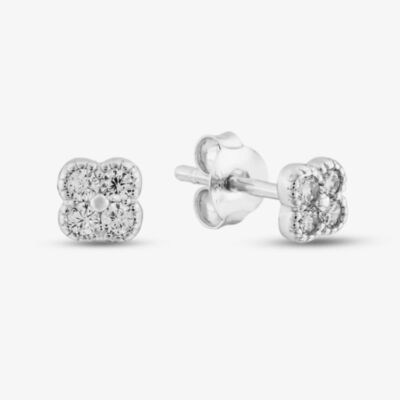 Sterling Silver Cubic Zirconia Flower Stud Earrings E6279C