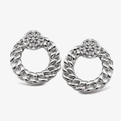 Unique Sterling Silver Plaited Circle Stud Earrings ME-1004