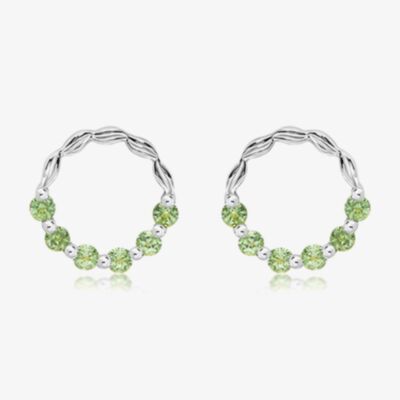 Sterling Silver Peridot Open Circle Stud Earrings ME-1055PE
