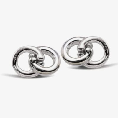 Sterling Silver Linked Circle Stud Earrings ME-953