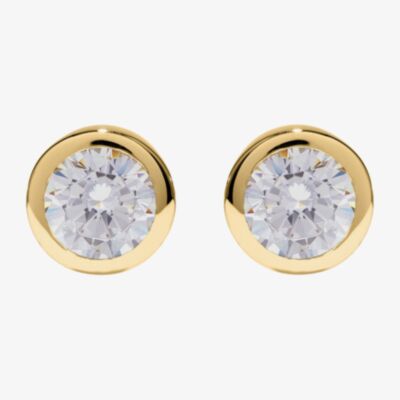Unique Gold Plated Round Cubic Zirconia Stud Earrings ME-898GO