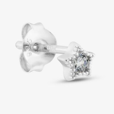 Sterling Silver Cubic Zirconia Star Single Stud Earrings E6182C (1X SINGLE EARRING)