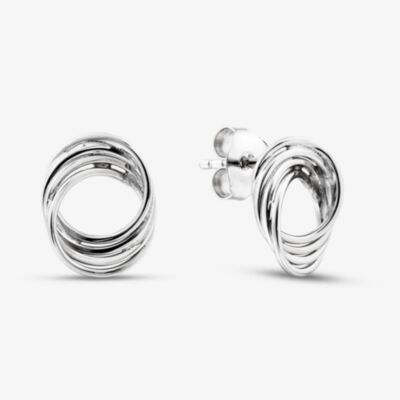 Fashionista Silver Sterling Silver Twist Circle Stud Earrings TTE160XXX0000R1