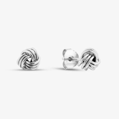 Fashionista Silver Sterling Silver Twist Knot Stud Earrings WTE3682XX0000R1