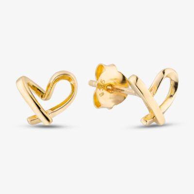 Yellow Gold Plated Sterling Silver Twist Heart Stud Earrings 011-41983/GP