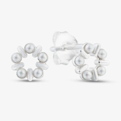 Fashionista Silver Sterling Silver Synthetic Pearl Wreath Stud Earrings 041-74771/SP
