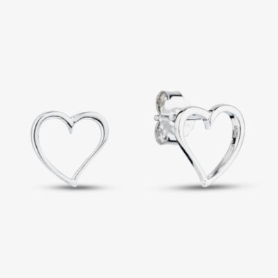 Fashionista Silver Sterling Silver Open Heart Stud Earrings AE20713/R