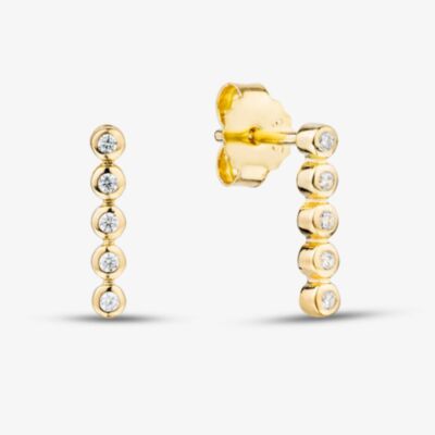 Fashionista Gold Yellow Gold Tone Plated Sterling Silver Bezel Set Cubic Zirconia Drop Stud Earrings AE11092Z/G