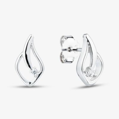 Fashionista Silver Sterling Silver Cubic Zirconia Twist Diamond Shaped Stud Earrings AE20696Z/R