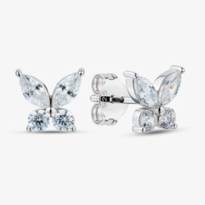 Fashionista Silver Sterling Silver Cubic Zirconia Butterfly Stud Earrings 05S2AZE579204