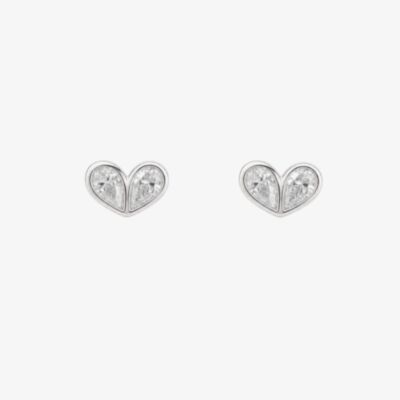 Fashionista Silver Sterling Silver Cubic Zirconia Heart Stud Earrings E6816C