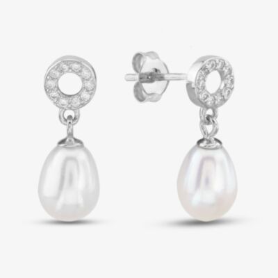 Sterling Silver 7-7.5mm Freshwater Pearl Dropper Earrings EOW70063FW