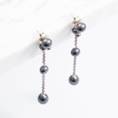 Sterling Silver Peacock Pearl Dropper Earrings 918 PEACOCK