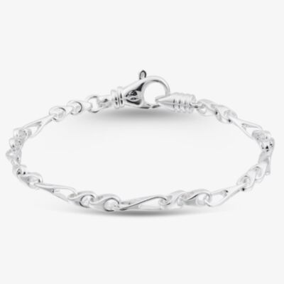 Argentium Silver 7.3 Inch Fancy Figaro Chain Bracelet ARG-943044-7.3