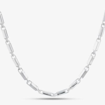 Argentium Silver 17.9 Inch Rectangle Bar Chain ARG-943041-17.9