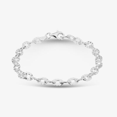 Sterling Silver Anchor Textured Chain Bracelet B5498