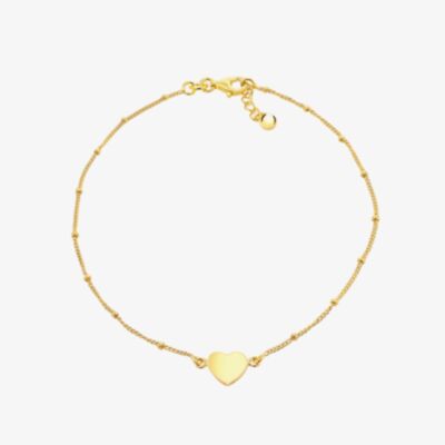 LUXE Silver Gold Plated Heart & Ball Anklet 8.23.7885