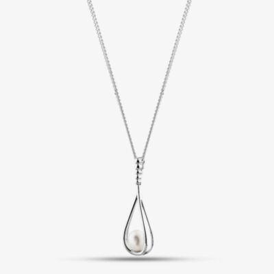 Sterling Silver Freshwater Pearl Teardrop Pendant Necklace PNW70230FW