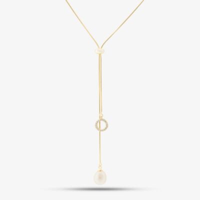 Gold Tone Freshwater Pearl Adjustable Necklace POW70390FW/GP