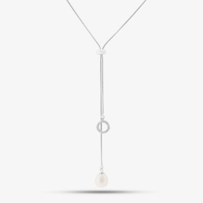 Sterling Silver Freshwater Pearl Adjustable Necklace POW70390FW