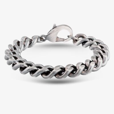 Oxidised Silver Tone 8 Inch Curb Bracelet 0.23.6873