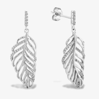 Rosa Lea Pave Large Leaf Earrings AE-950732EA