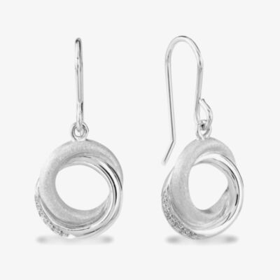 Rosa Lea Pave Frosted Sparkle Intertwined Rings Dropper Earrings BJ-E3268RO