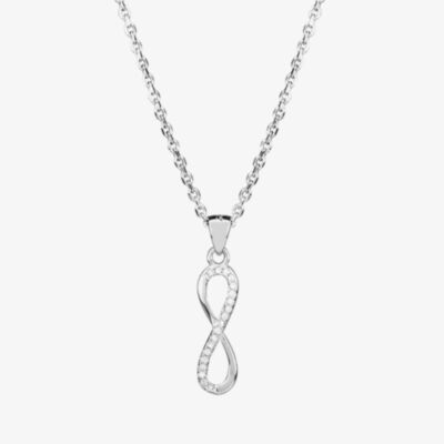 Sterling Silver Cubic Zirconia Infinity Pendant Necklace 