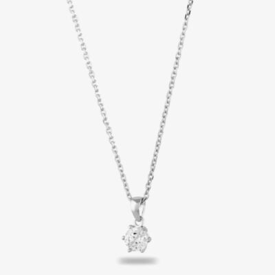 Starbright Silver 6mm Six Claw Cubic Zirconia Pendant E2177P-6M 3A
