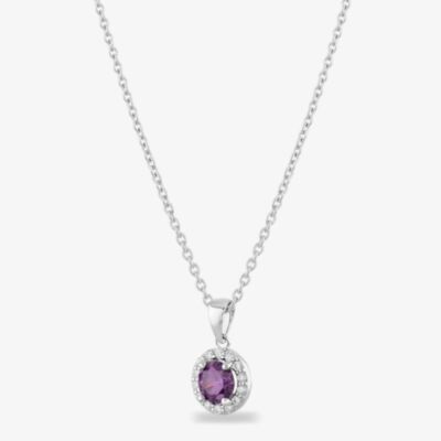 Starbright Sterling Silver Cubic Zirconia Halo Pendant Necklace P8210 AM