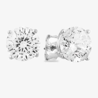 Starbright Silver 8mm Four Claw Cubic Zirconia Stud Earrings E2768(8M) 3A