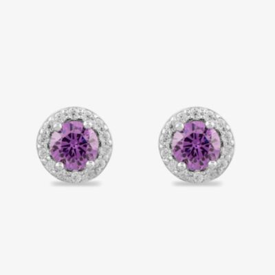 Starbright Sterling Silver Cubic Zirconia Halo Stud Earrings E442 AM