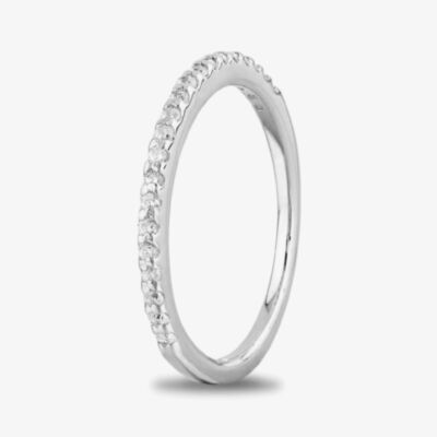 Starbright Silver Cubic Zirconia Claw Set Narrow Half Eternity Ring R6843 3A