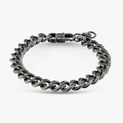 Bourne and Wilde Stainless Steel Black Curb Chain Bracelet OSB-2387S-ANTI