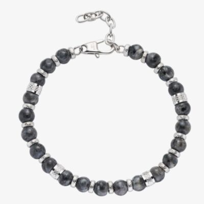 Unique Stainless Steel Grey Labradorite Bead Bracelet LAB-291/21CM