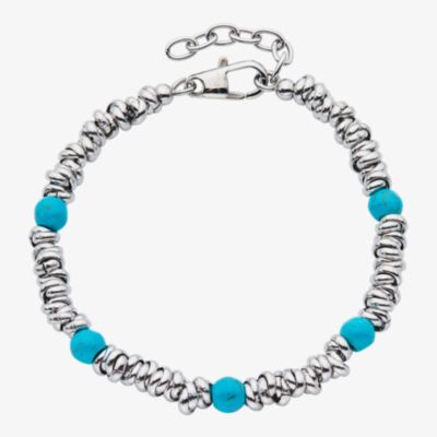 Unique Stainless Steel Turquoise Bead Bracelet LAB-282/21CM