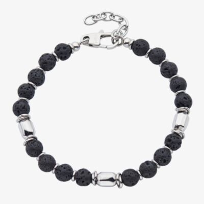 Unique Stainless Steel Lava Stone Bead Bracelet LAB-275/21CM