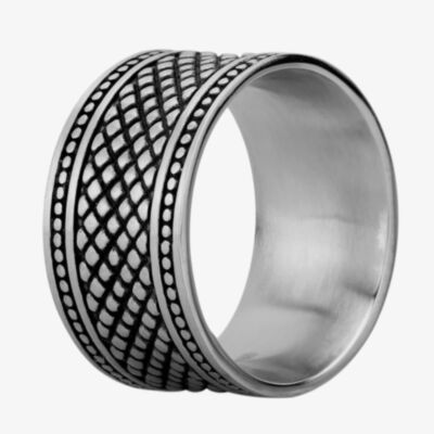 Bourne and Wilde Mens Oxidised Wide Uniform Reptile Ring UR19-02