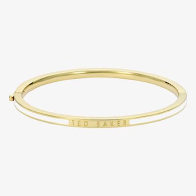 Ted Baker ROLEY Gold Tone Plated White Enamel Bangle TBJ4163-02-08